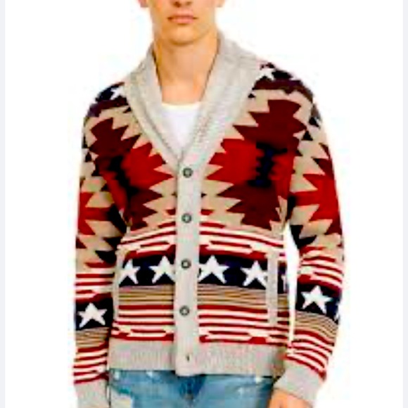 NW/T 💯 % cotton American RagSouthwestern patriotic cardigan sweater XL BOHO
